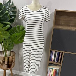 Stateside Nautical Navy and Cream Striped Midi short sleeve 100% cotton dress
